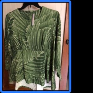 Melissa McCarthy Seven7 Ponte Peplum Top Burnt Oli